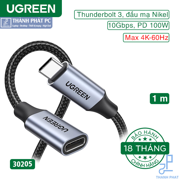 Cáp nối dài Thunderbolt 3 bọc dù dài 1m Ugreen 30205
