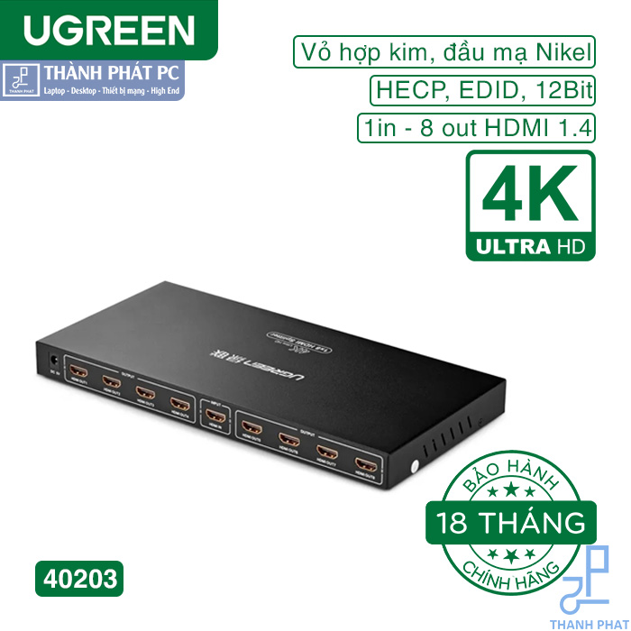 Bộ chia 1 ra 8 cổng HDMI 1.4 4K30Hz Ugreen 40203