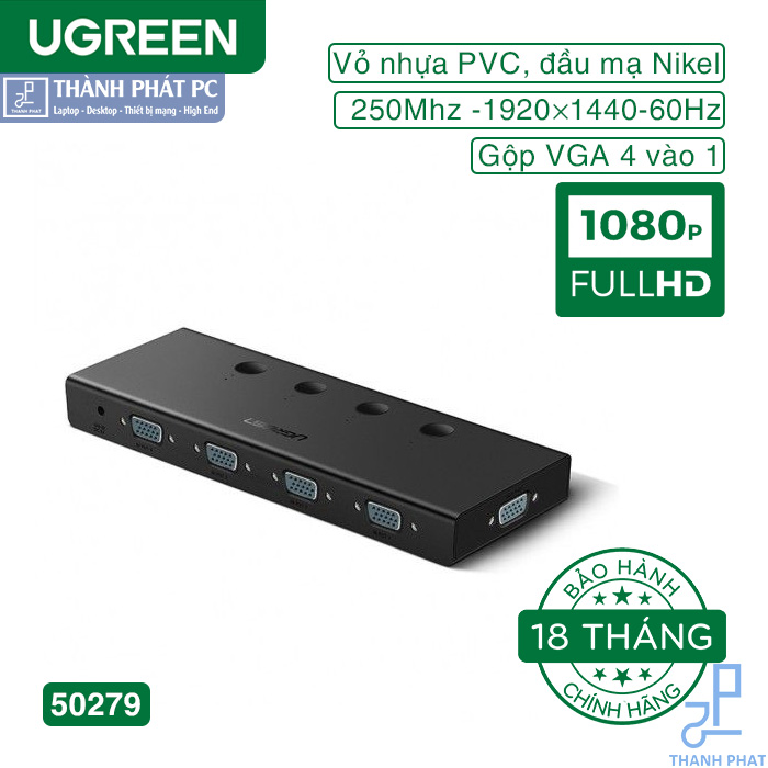Bộ gộp VGA 4 vào 1 ra Hỗ trợ full HD 500Mhz Ugreen 50279