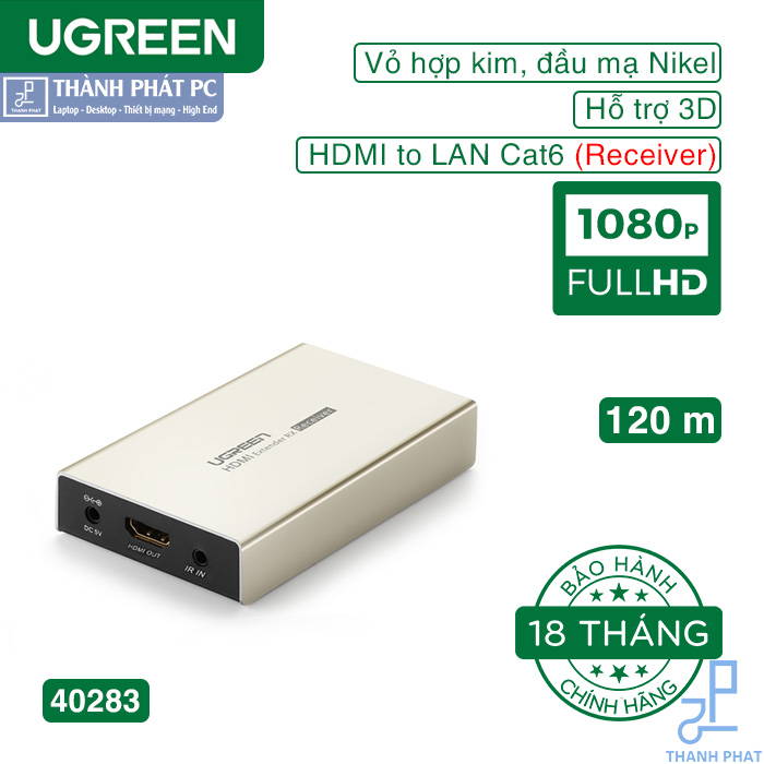 Thiết bị nhận tín hiệu HDMI 120M qua LAN Cat5e/Cat6 Ugreen 40283 (Receiver)