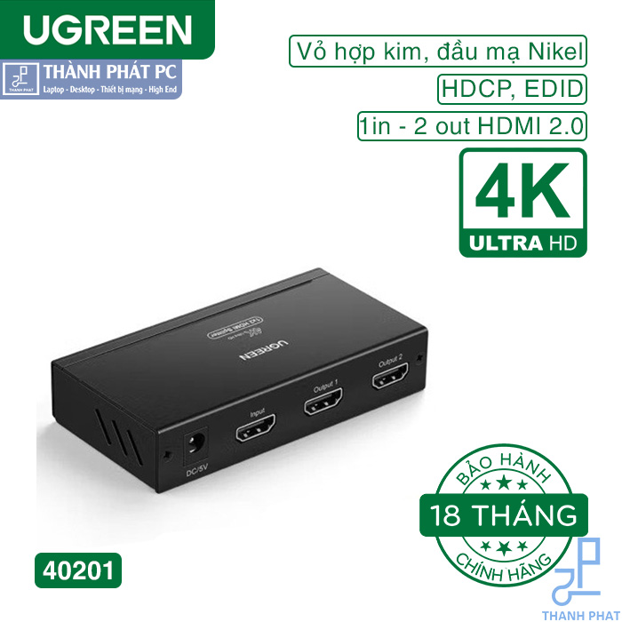 Bộ chia cổng HDMI 1 ra 2 4K30Hz Ugreen 40201
