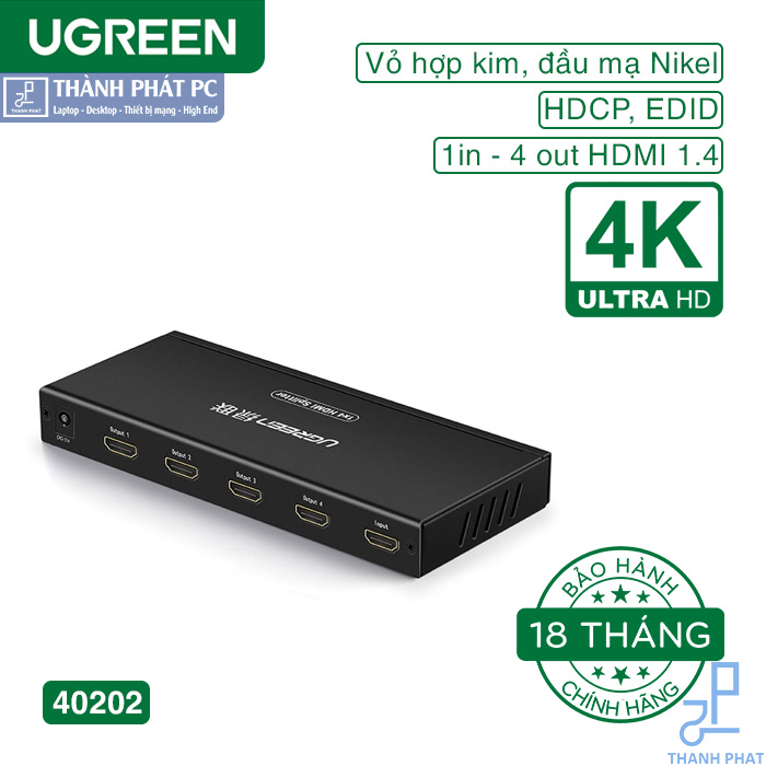 Bộ chia cổng HDMI 1 ra 4 4K30Hz Ugreen 40202