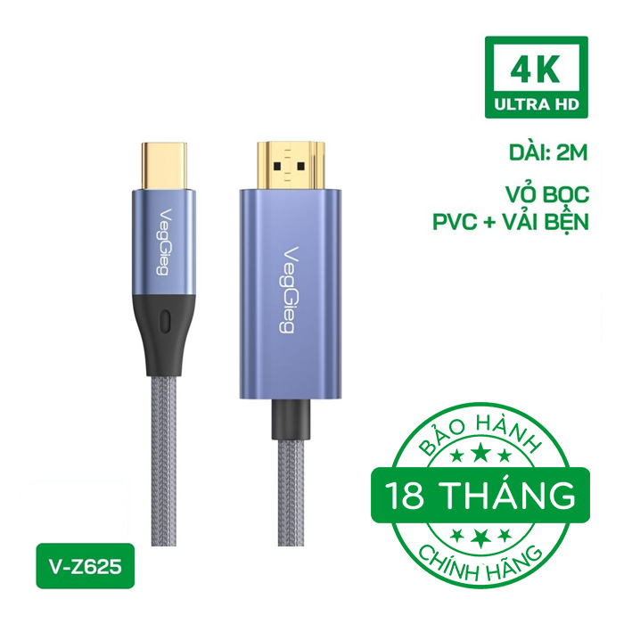 Cáp chuyển đổi VegGieg Type-C 3.1 to HDTV 4K60Hz V-Z625