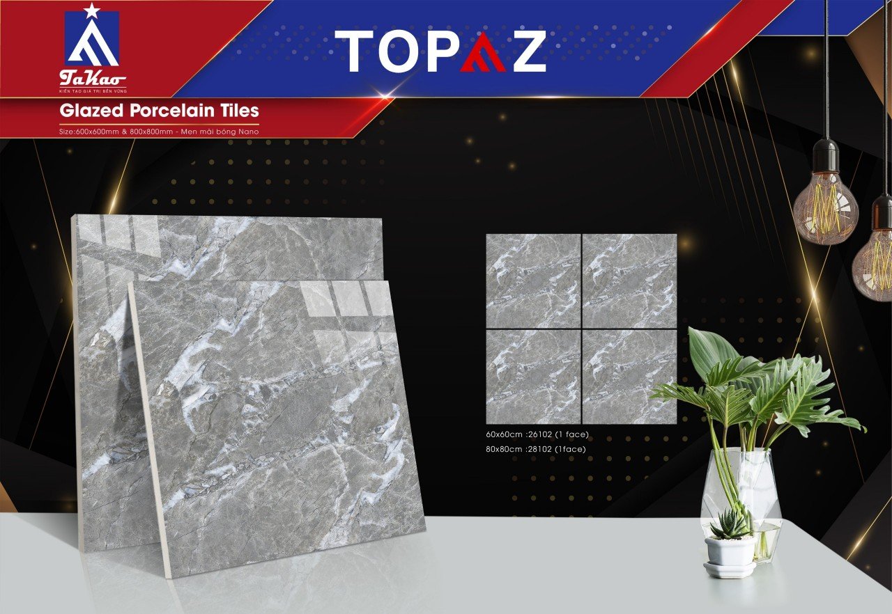 Gạch ốp lát TOPAZ 600x600 mm và 800 x 800mm - Men mài bóng nano (1face, 2face, 3face, 4face)