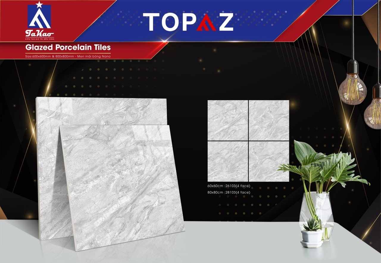 Gạch ốp lát TOPAZ 600x600 mm và 800 x 800mm - Men mài bóng nano (1face, 2face, 3face, 4face)