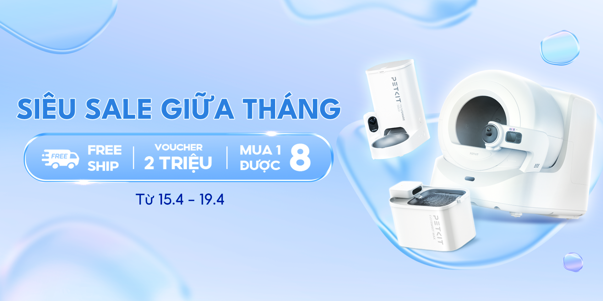 Khuyến mãi Petkit tháng 4: Giảm sốc toàn bộ sản phẩm công nghệ