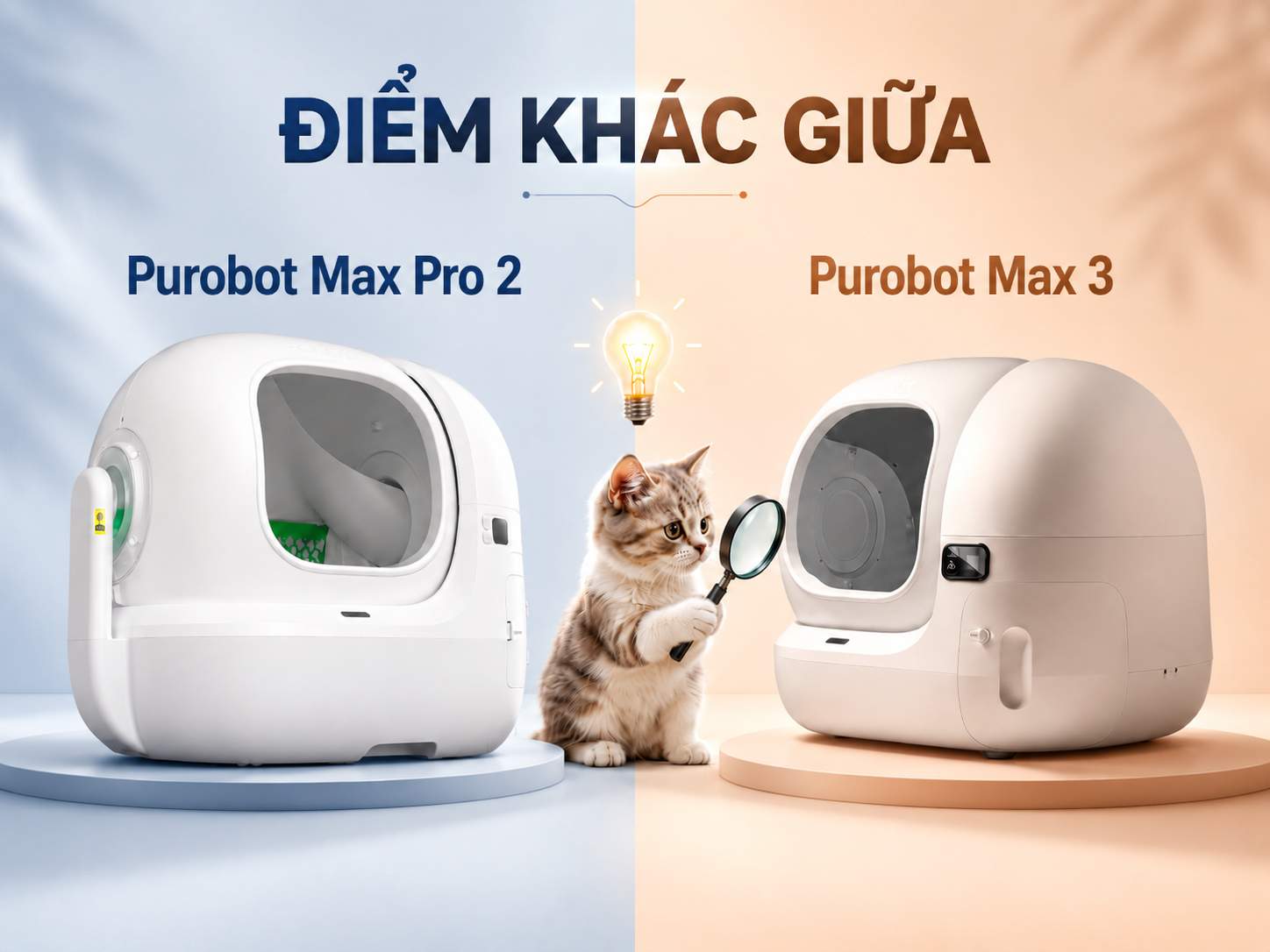Điểm khác giữa Purobot Max 3 và Purobot Max Pro 2: Nên chọn máy dọn vệ sinh mèo nào?