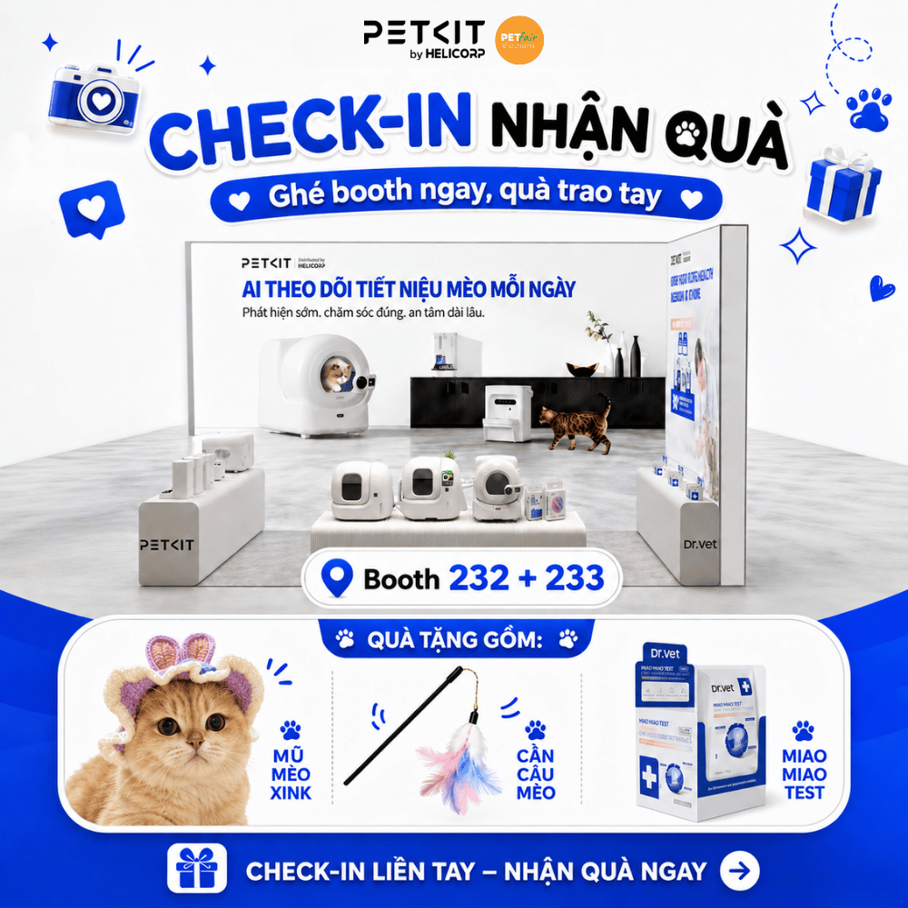 Check-in nhận quà tại gian hàng PETKIT Việt Nam by HeLiCorp ở Petfair Vietnam 2026