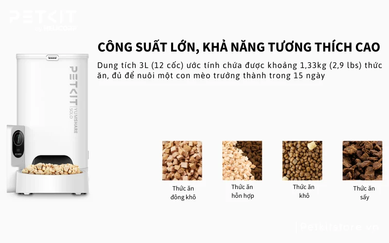 Máy ăn có camera PETKIT YUMSHARE SOLO phù hợp với 1 đến 2 bé mèo