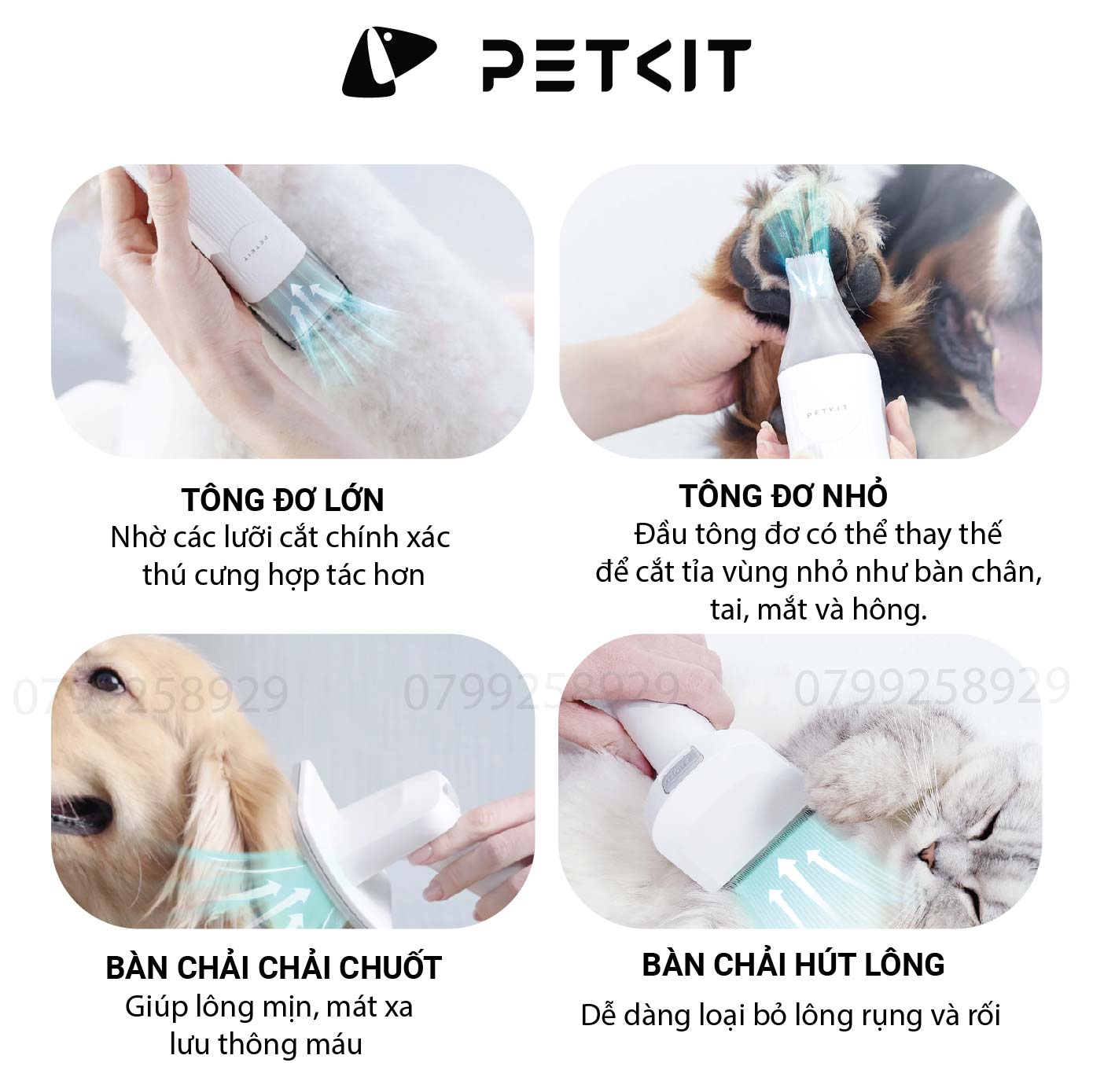 Máy chải hút lông chó mèo PETKIT AIRCLIPPER 5in1