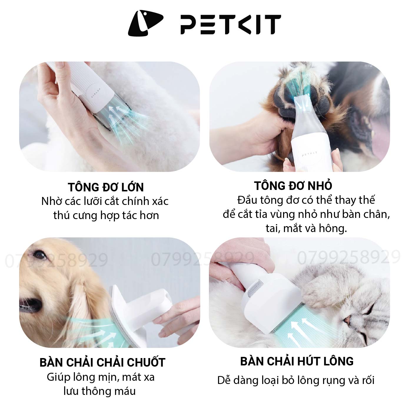 Máy Cắt, Tỉa, Chải, Hút Lông Chó Mèo PETKIT 5in1 Cao Cấp