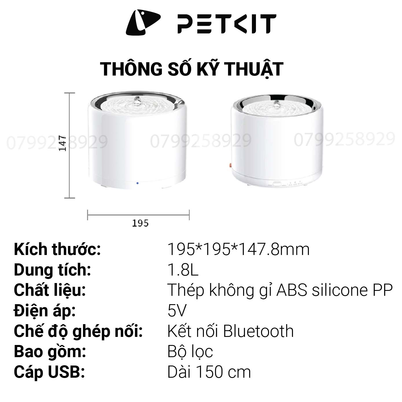 Máy lọc nước Petkit EverSweet 3 Pro - Bơm không dây