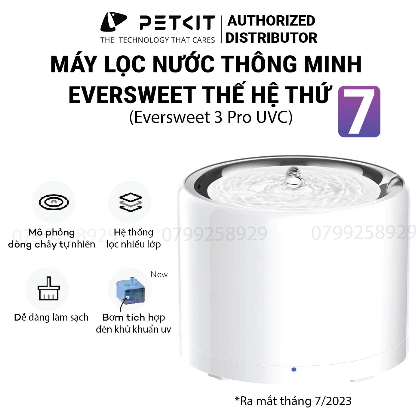 Máy lọc nước PETKIT EverSweet 3 Pro UVC bơm không dây