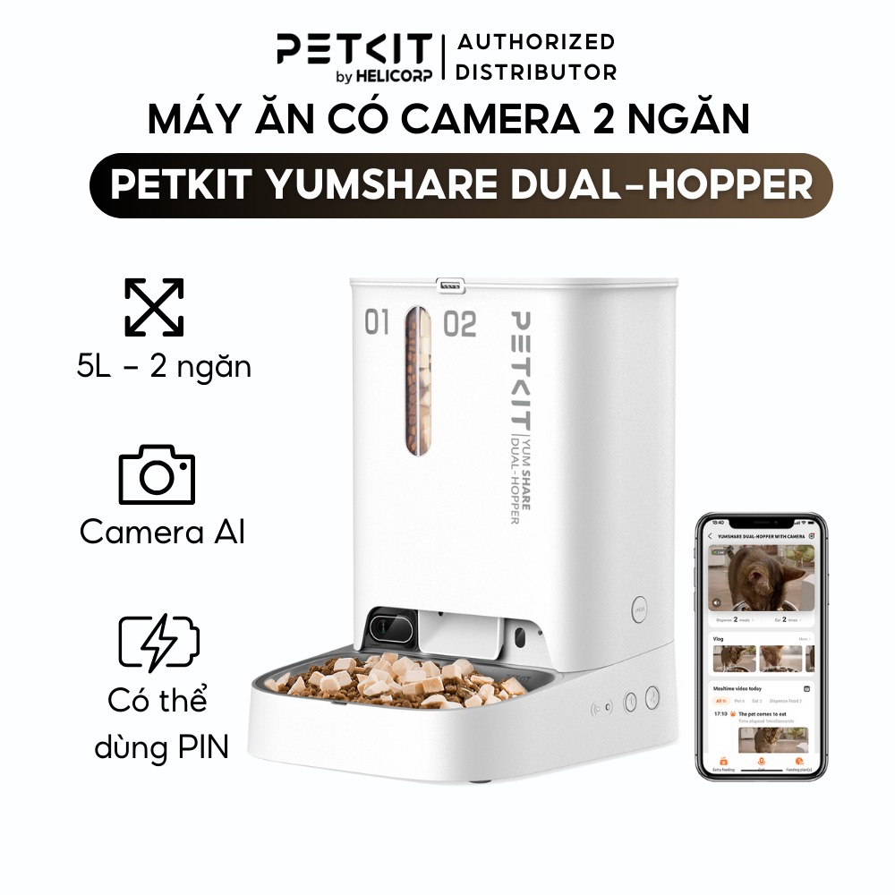 Máy ăn có camera PETKIT YumShare Dual-Hopper (Gemini) - 2 ngăn