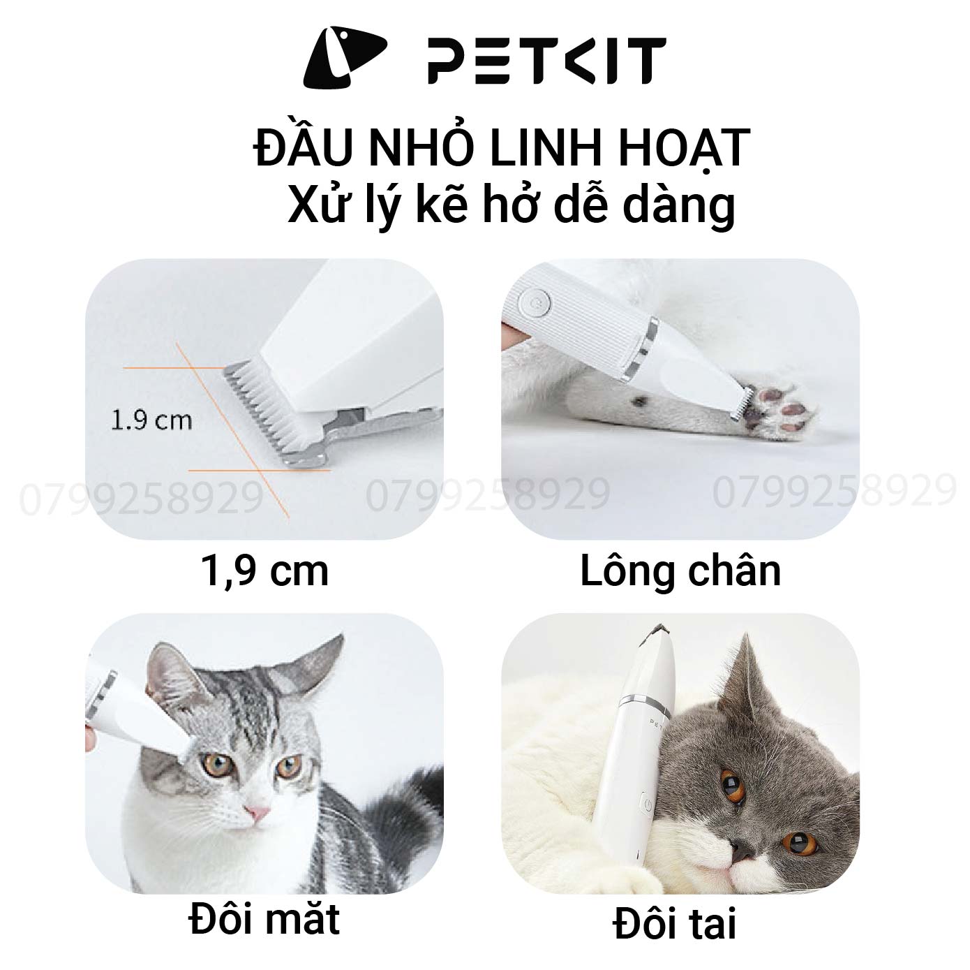 Tông Đơ Cắt Tỉa Cạo Lông Chó Mèo Petkit 2in1 Pro Mới