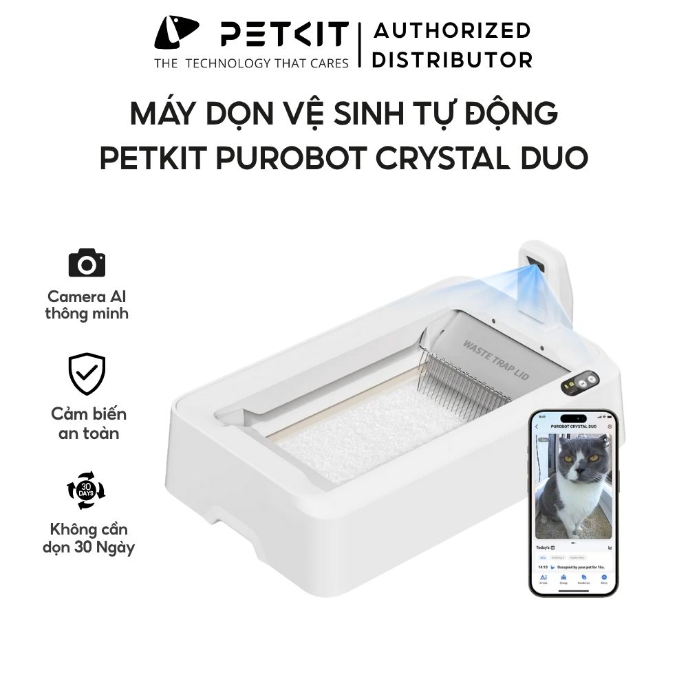Máy Vệ Sinh Tự Động Cho Mèo PETKIT Purobot Crystal Duo có Camera AI