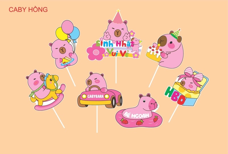 Thẻ Chuột Capybara - HỒNG TT (sét)