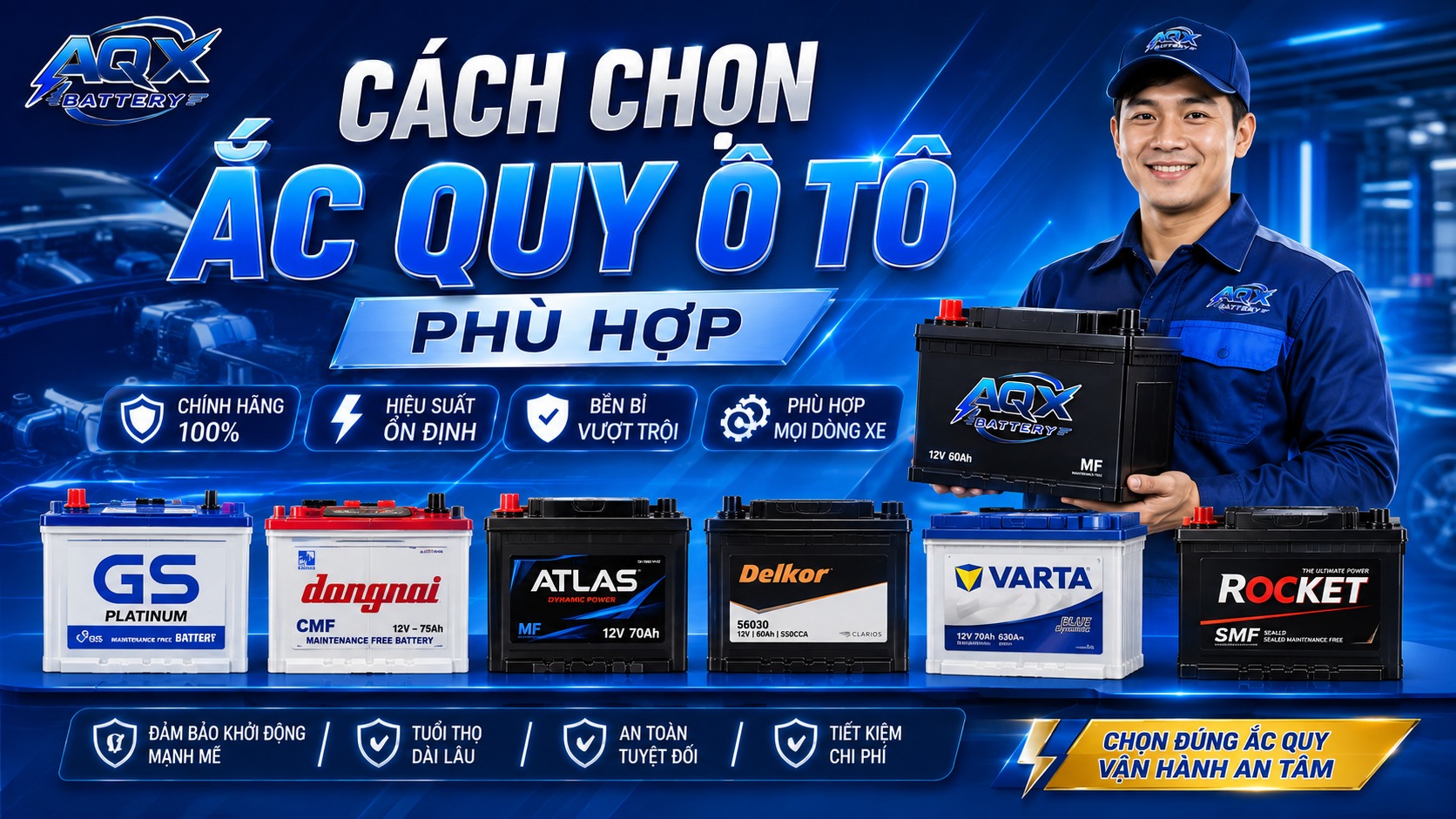 Hướng dẫn cách chọn ắc quy ô tô đúng dung lượng, kích thước, vị trí cọc và thương hiệu để đảm bảo xe vận hành ổn định, an toàn và bền bỉ.