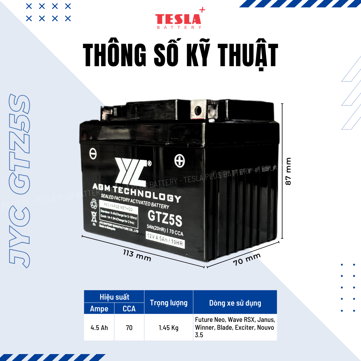 Ắc quy xe máy JYC GTZ5S