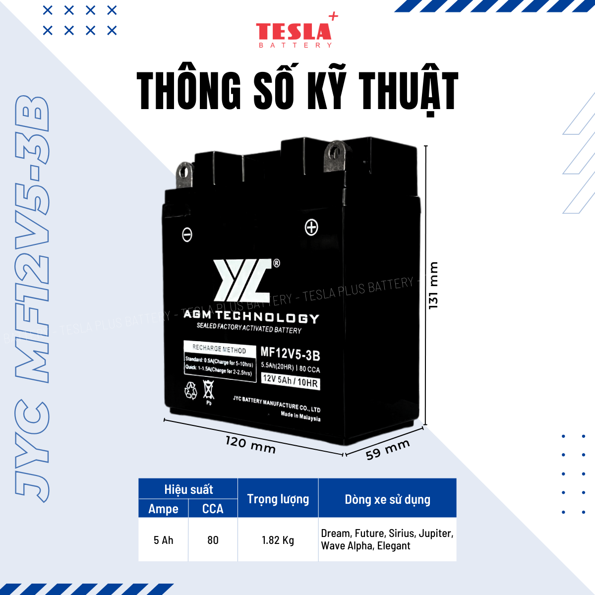 Ắc quy xe máy JYC MF12V5-3B