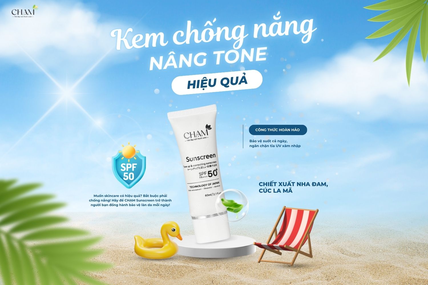 Kem chống nắng nâng tone CHẠM: Nuôi dưỡng bên trong, sáng khỏe bên ngoài