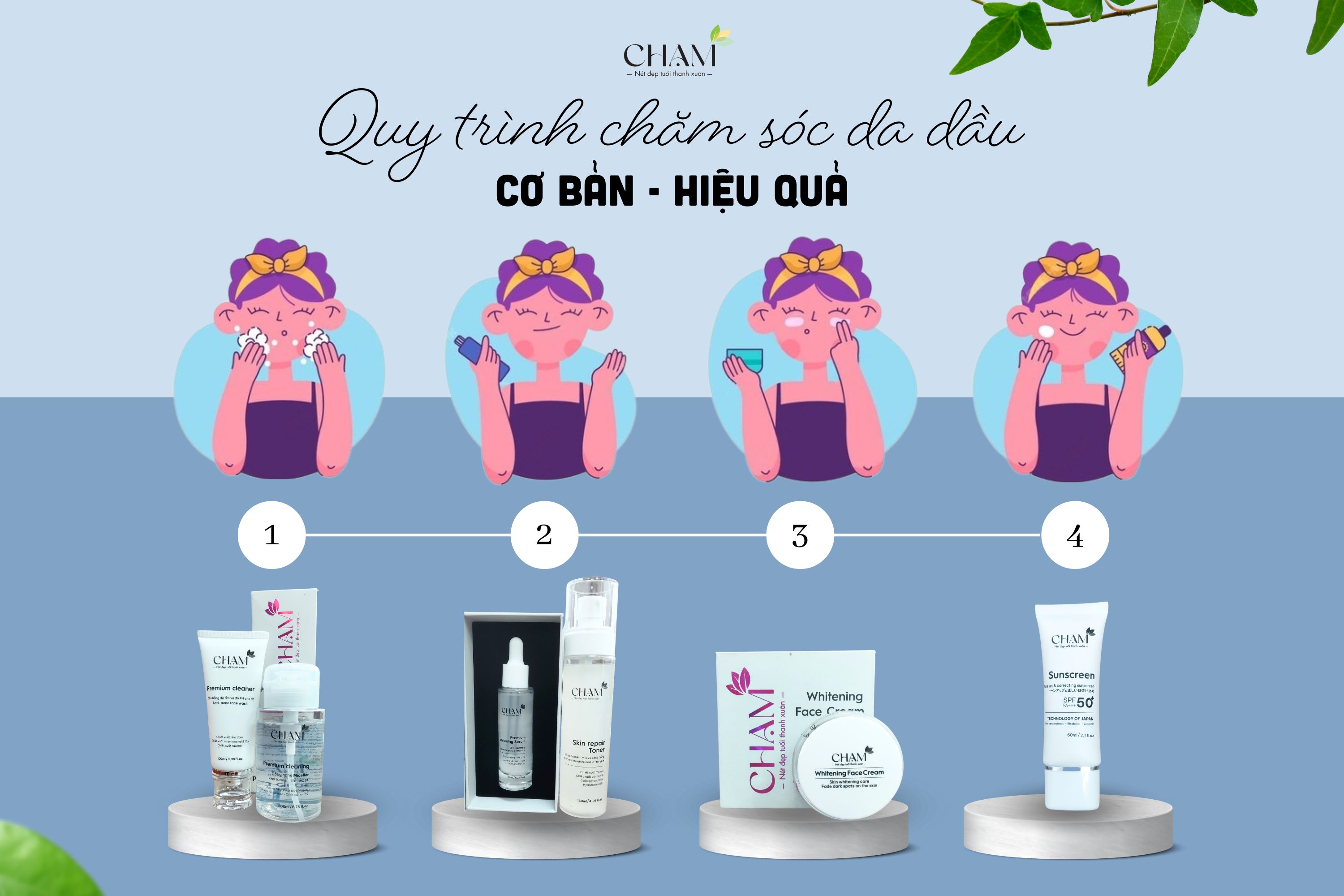 Quy trình skincare cho da dầu đơn giản và hiệu quả cho ngày và đêm