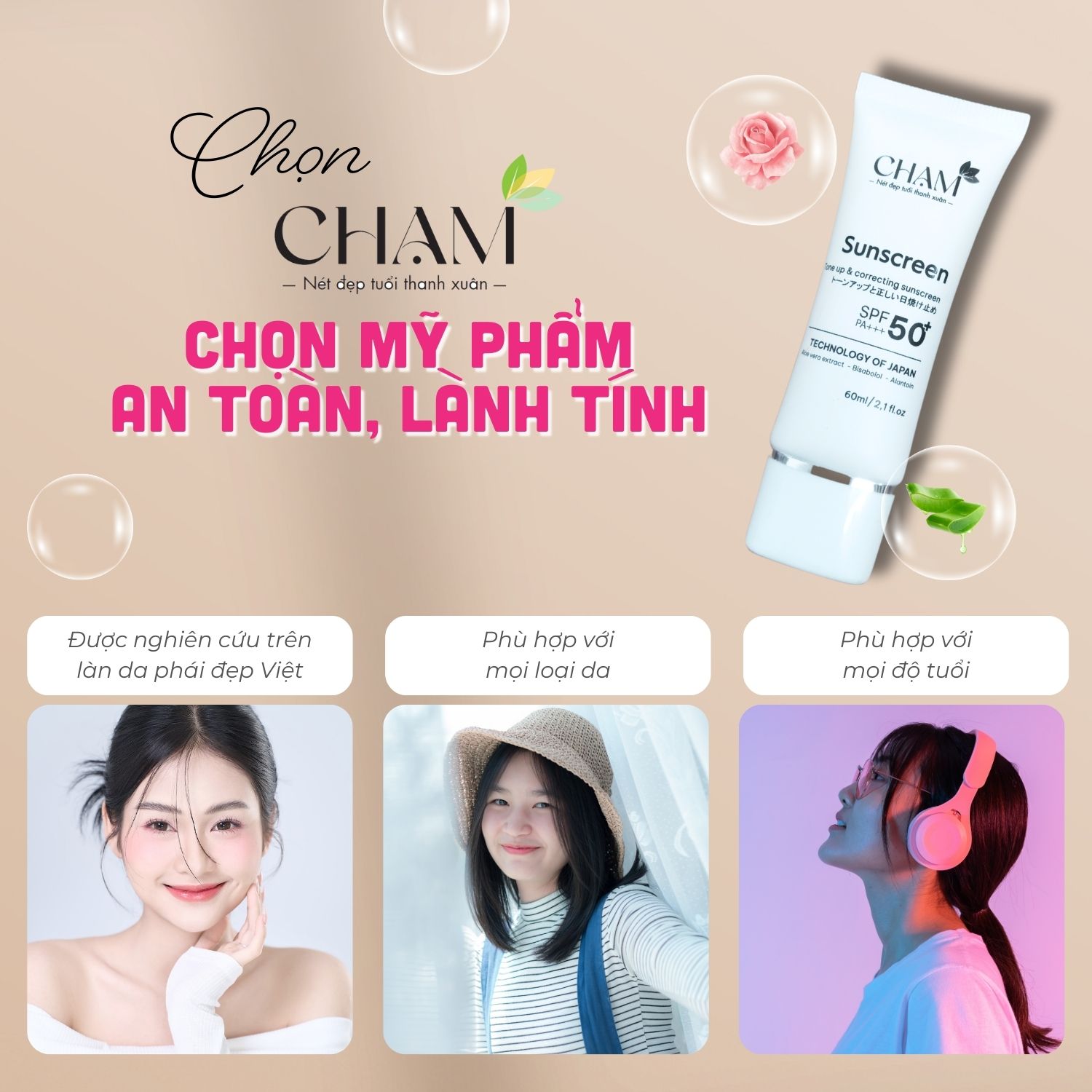 CHẠM hướng tới việc sử dụng các thành phần thiên nhiên an toàn cho da