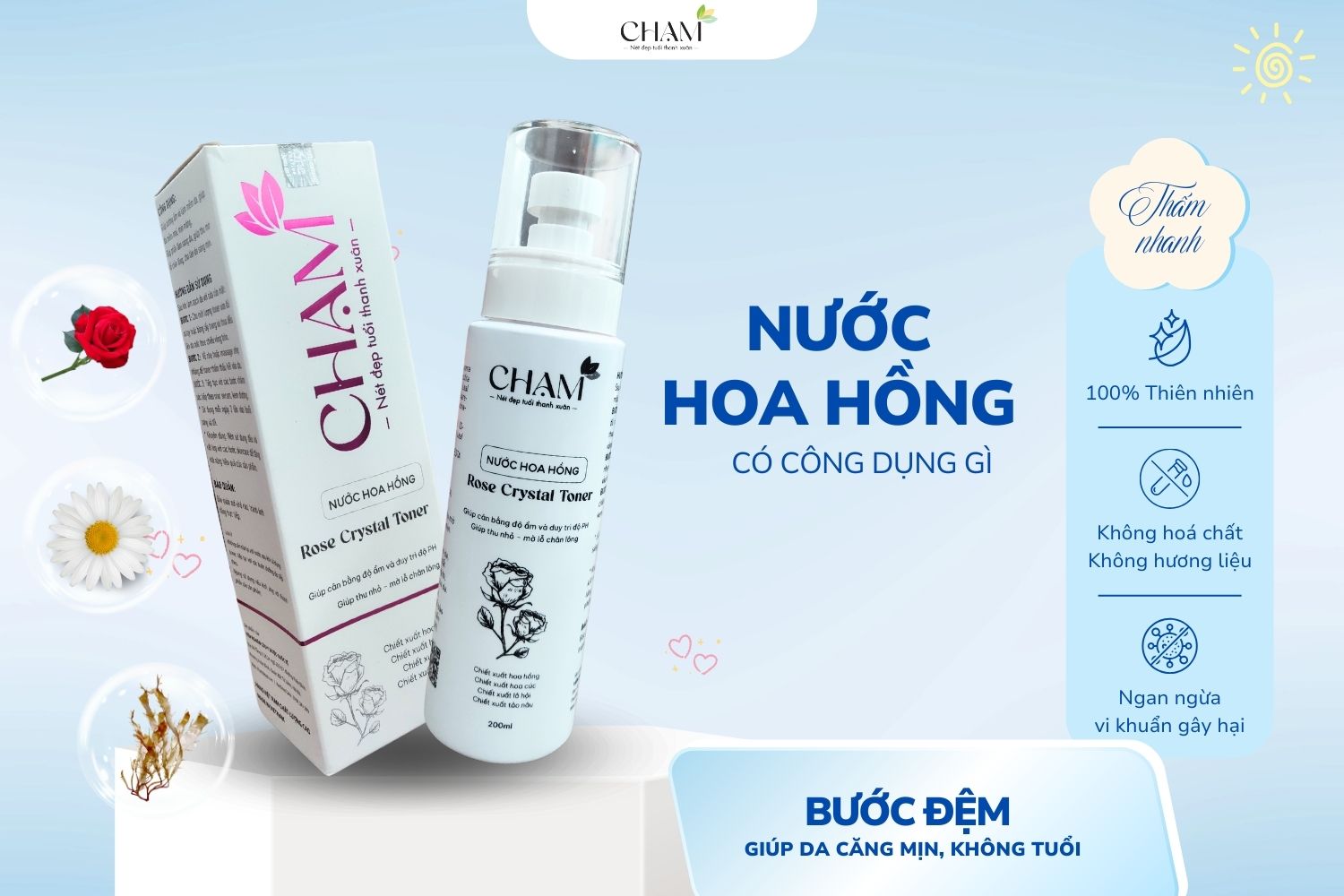 Nước hoa hồng có tác dụng gì?
