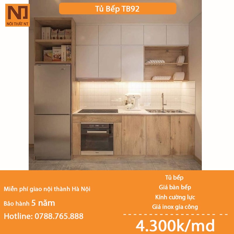 Tủ bếp gỗ công nghiệp khung bồn nhựa picomat TB92