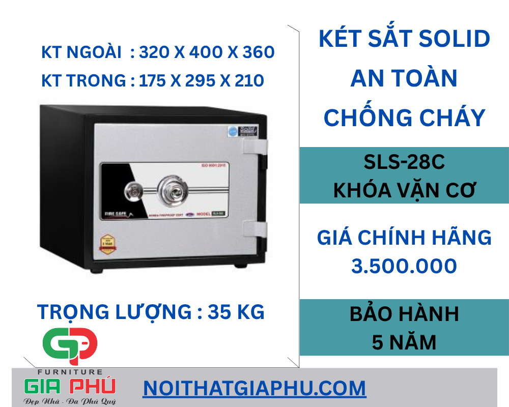 Két sắt mini tại Đà Nẵng - Két sắt Hàn Quốc Solid SLS-28E