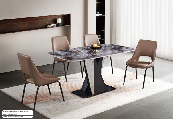 Bộ bàn ăn mặt đá nhập khẩu cao cấp C08- Nội thất Quảng Nam