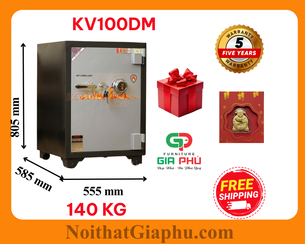 Két sắt Việt tiệp khóa cơ an toàn KV100DM - Két sắt tại Tam Kỳ, Đà Nẵng