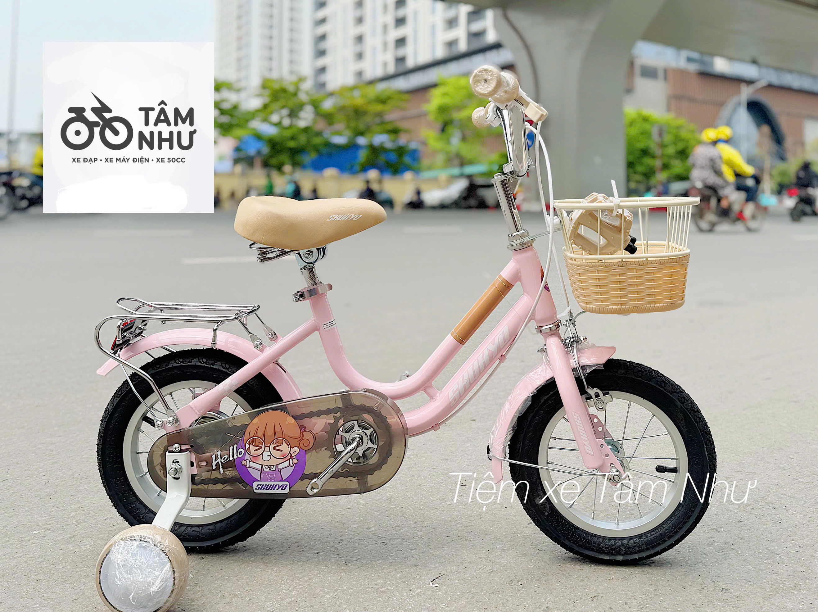 Xe Đạp Trẻ Em Shukyo 2D - Hồng nhạt 12 INCH