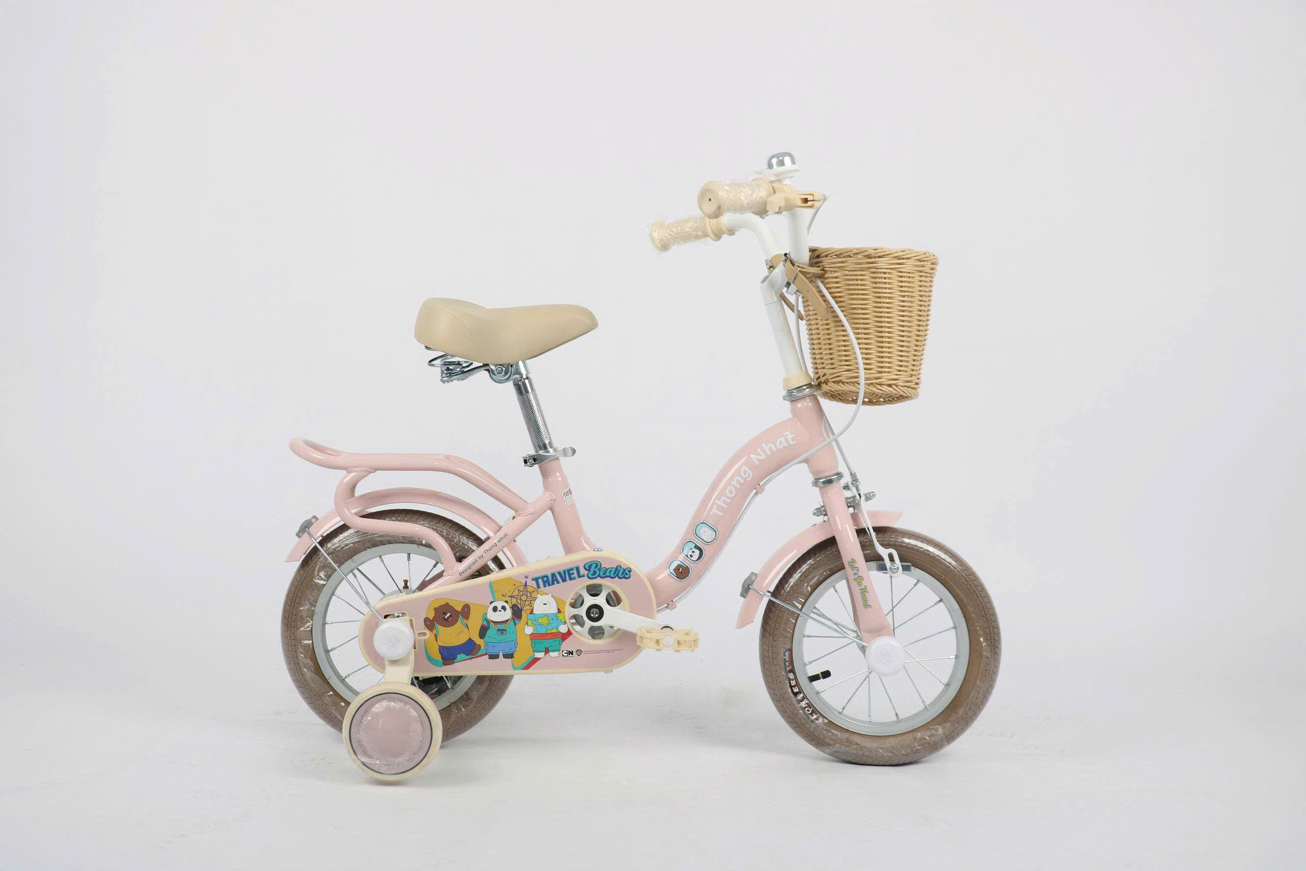 Xe Đạp Trẻ Em Thống Nhất We Bare Bears - Hồng 12 inch