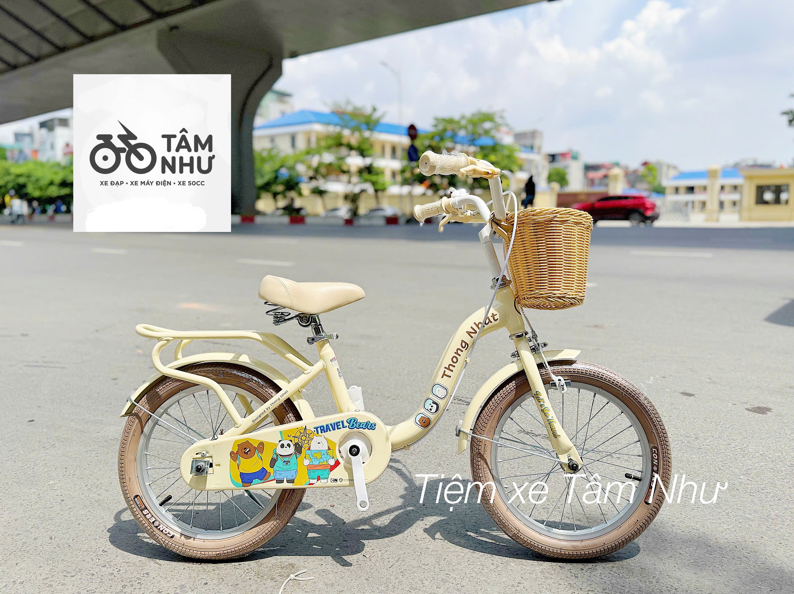 Xe Đạp Trẻ Em Thống Nhất We Bare Bears - Kem 12 inch