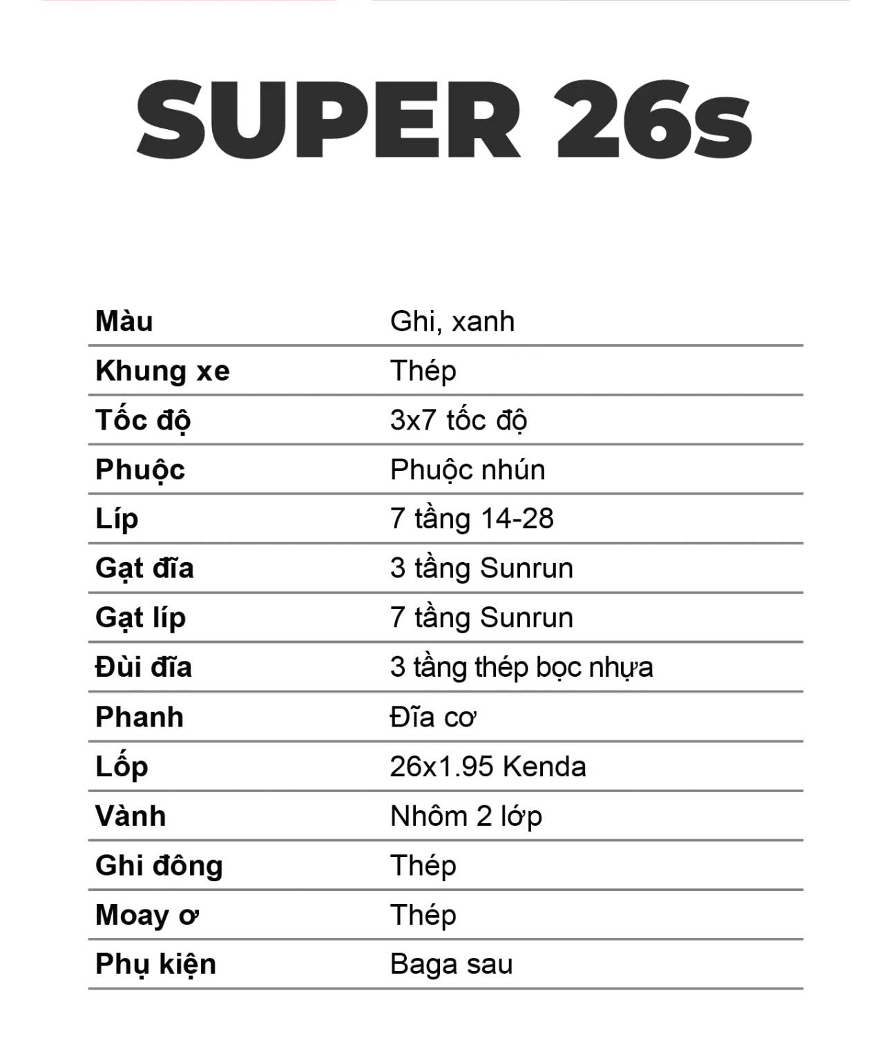 Xe Đạp Thể Thao Thống Nhất MTB Super 26 S