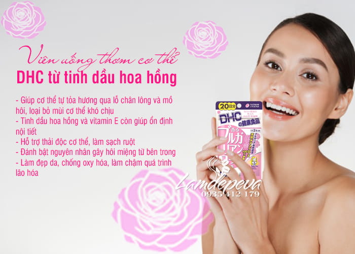 Viên uống thơm cơ thể tinh dầu hoa hồng Bulgarian Rose DHC 30 ngày 60 viên