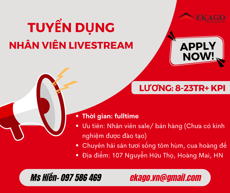 TUYỂN DỤNG NHÂN VIÊN LIVESTREAM FULLTIME