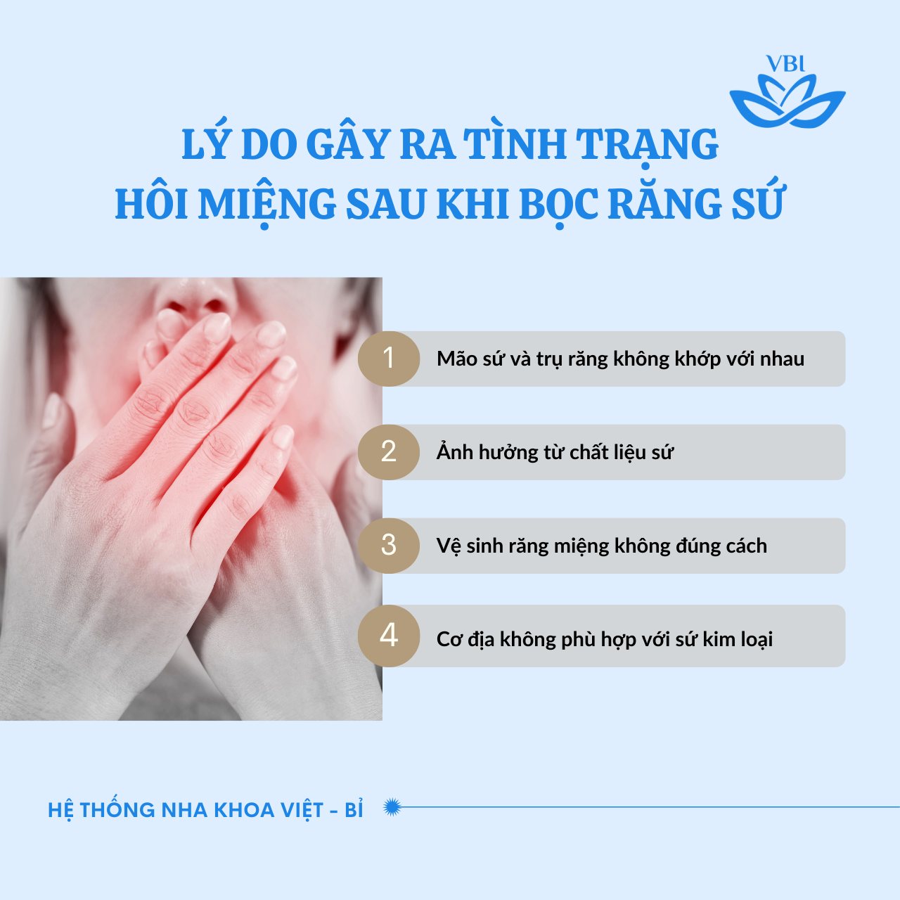 LÝ DO GÂY RA TÌNH TRẠNG HÔI MIỆNG SAU KHI BỌC RĂNG SỨ