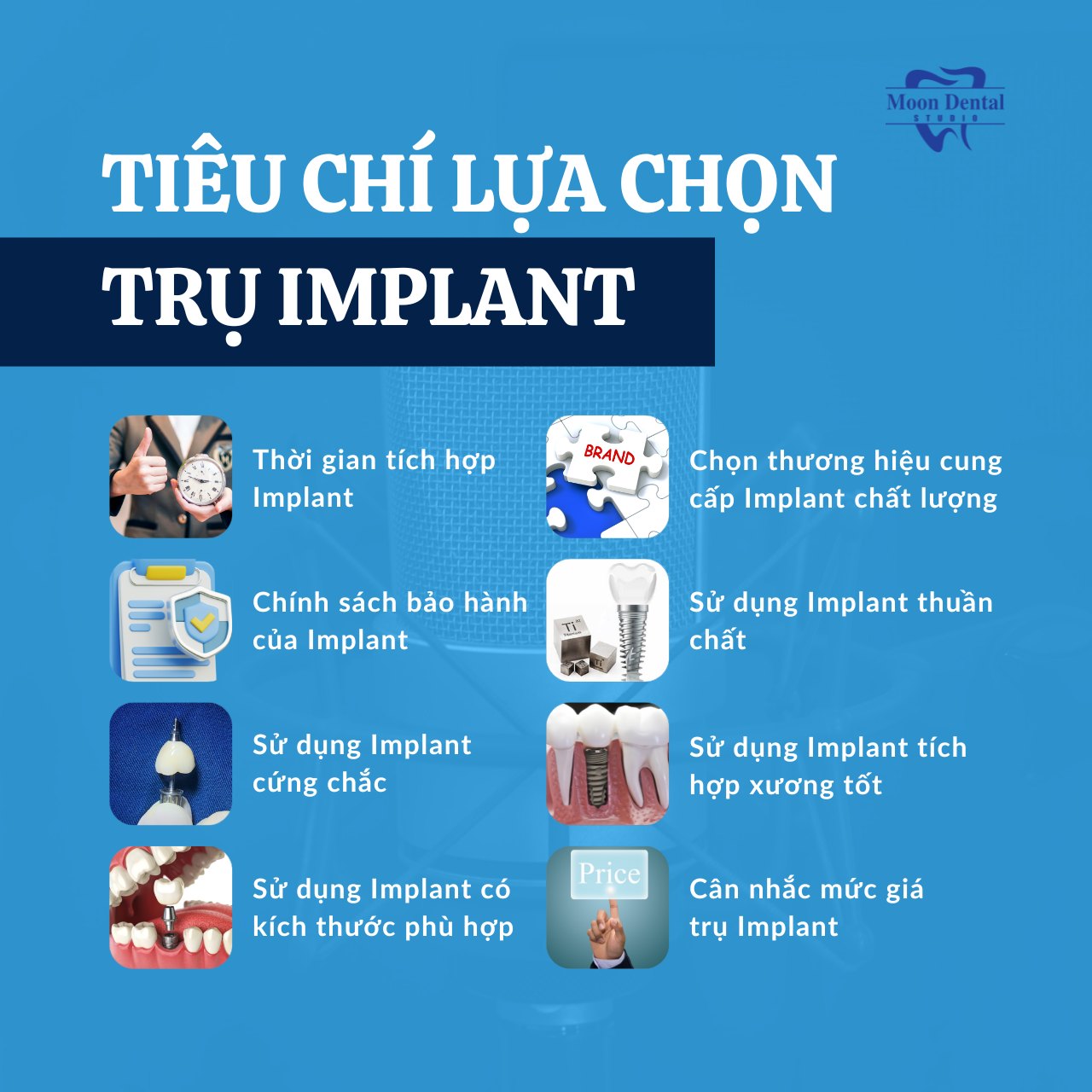 TIÊU CHÍ LỰA CHỌN TRỤ IMPLANT
