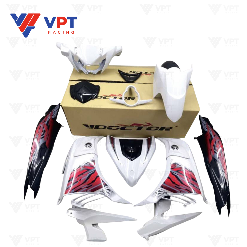 Dàn áo (Bộ ốp) EX135-2017 / LC135-V7 Racing - 005 màu trắng đen - Doctor
