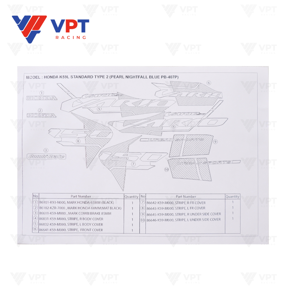 Tem Vario 150-2018 * PB407 màu xanh / Honda