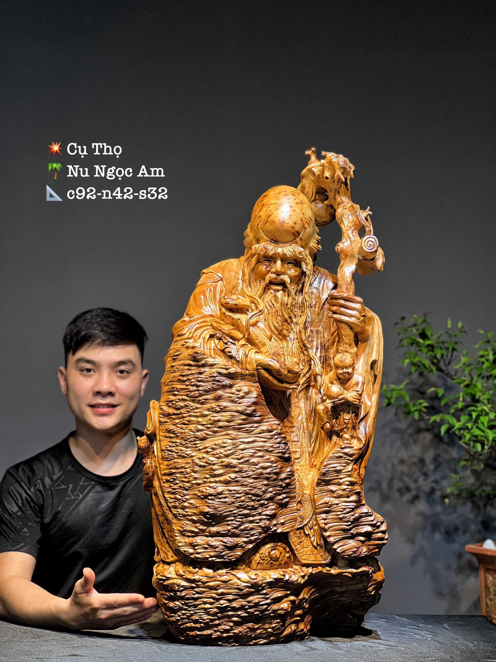Tượng Cụ Thọ Gỗ Nu Ngọc Am Đẹp