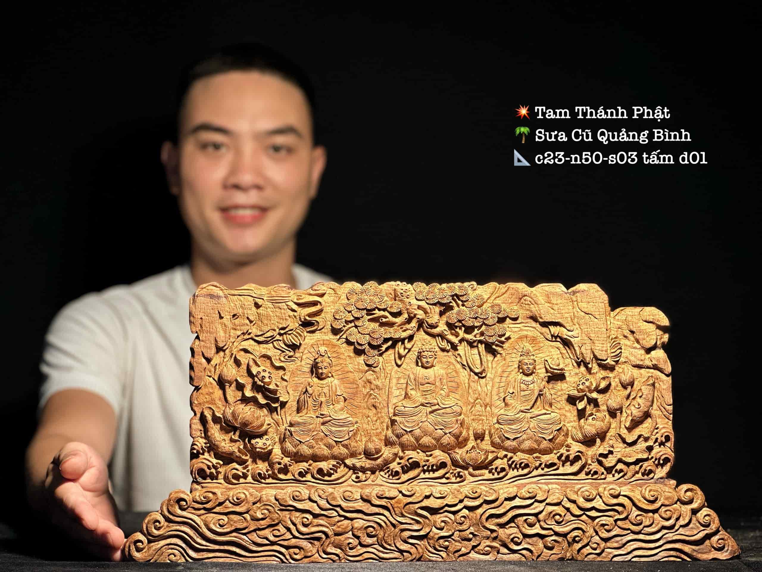 Tượng Tam Thánh Gỗ Sưa cũ Quảng Bình Đẹp