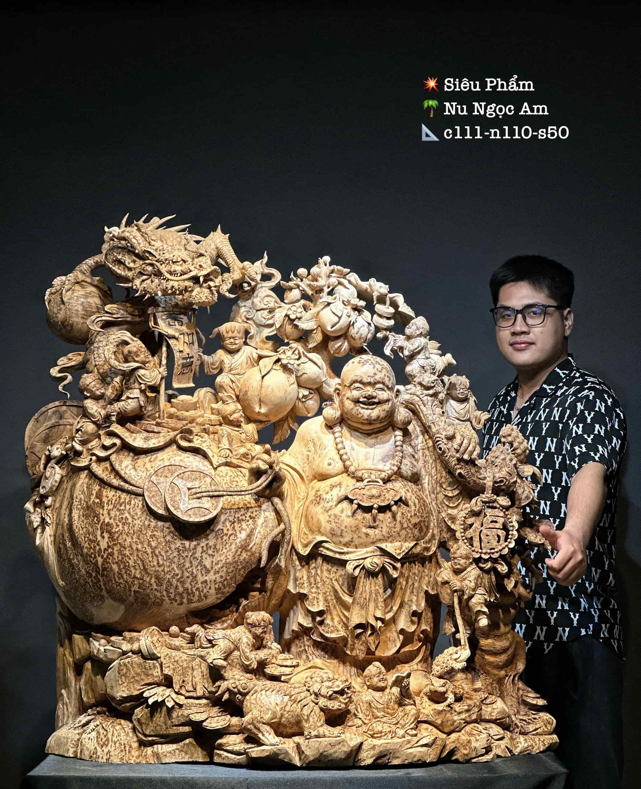 Tượng Ngài Di Lạc gỗ Nu ngọc am thơm