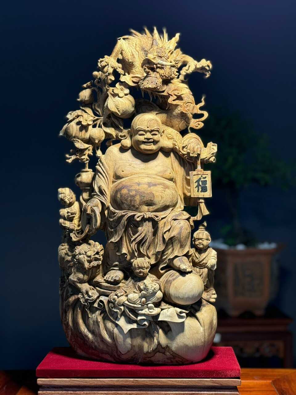 Tượng Di Lạc  Gỗ Hoàng Đàn Tuyết Lạng Sơn