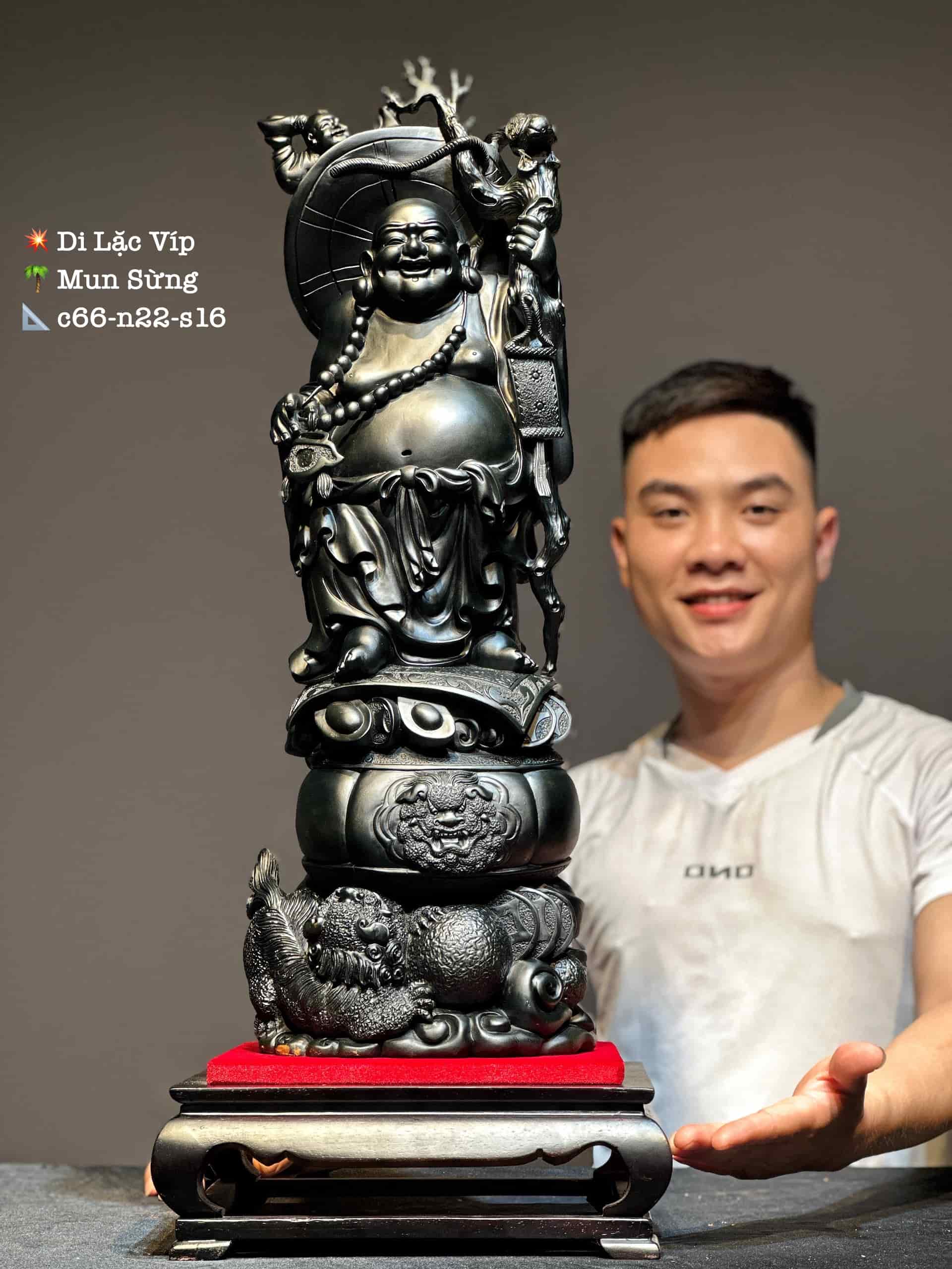 Tượng di lạc gỗ mun sừng