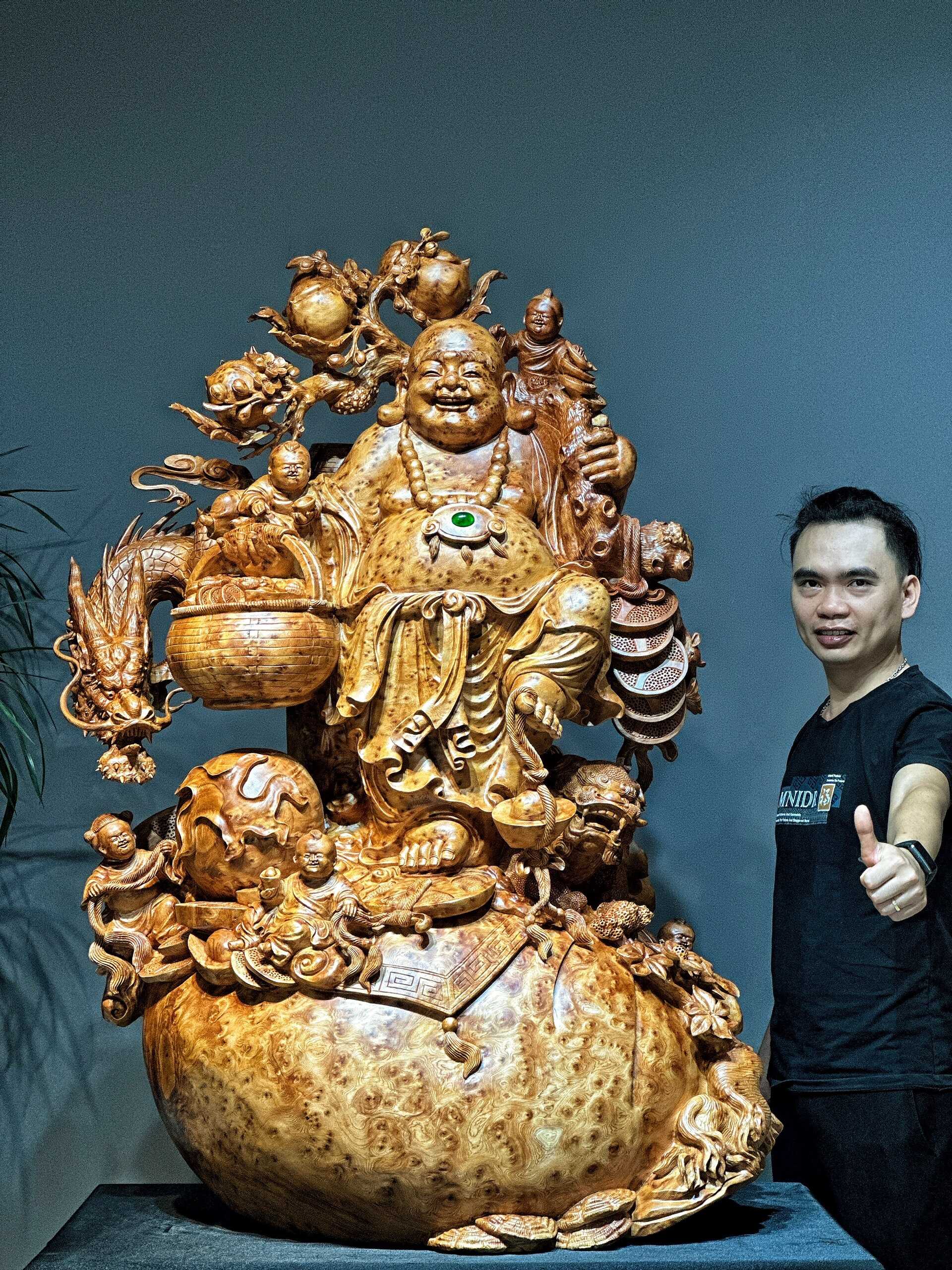 Tượng Di Lạc gỗ Nu Ngọc Am VIP