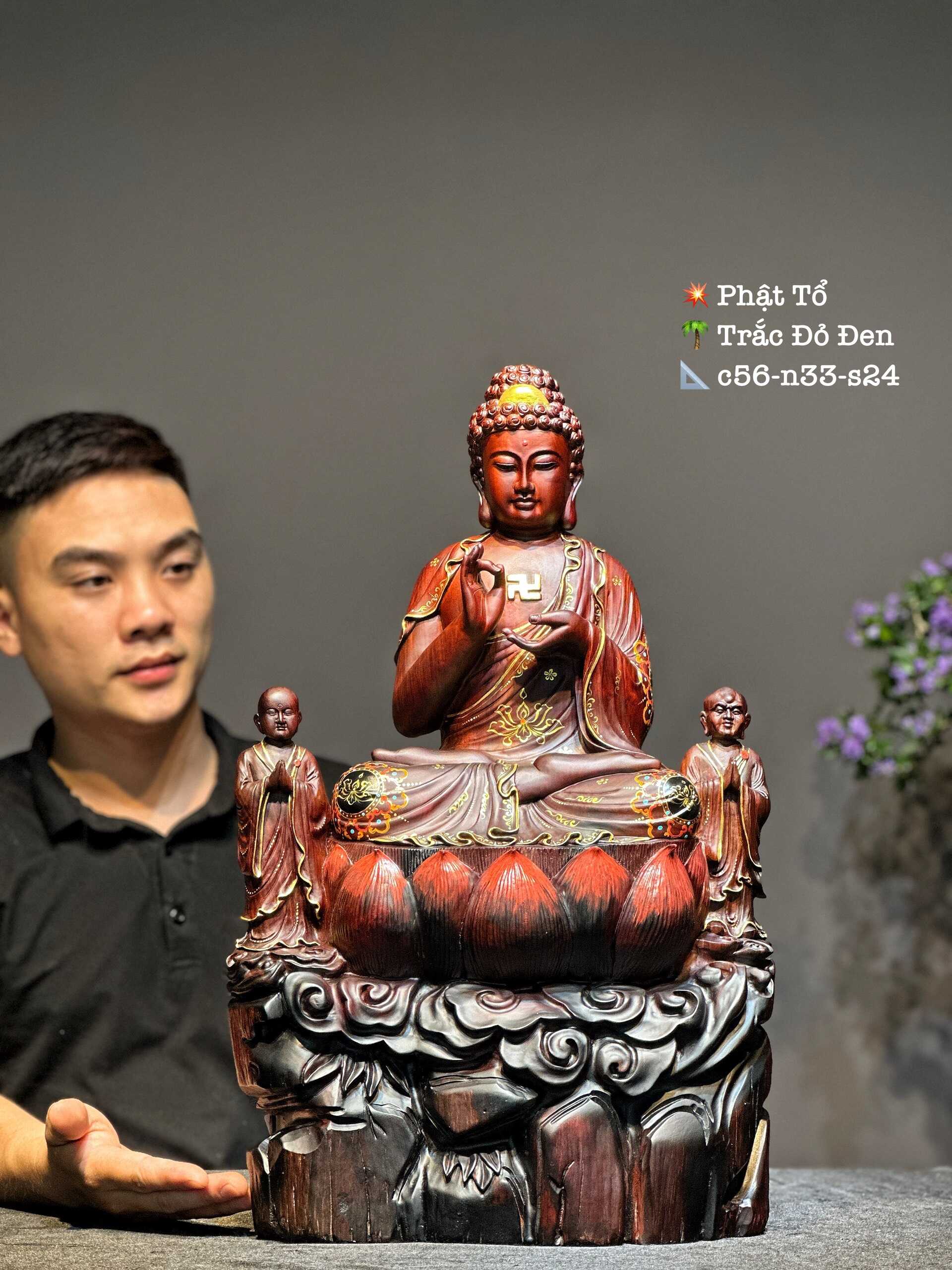 Tượng a di đà Gỗ Trắc Đẹp