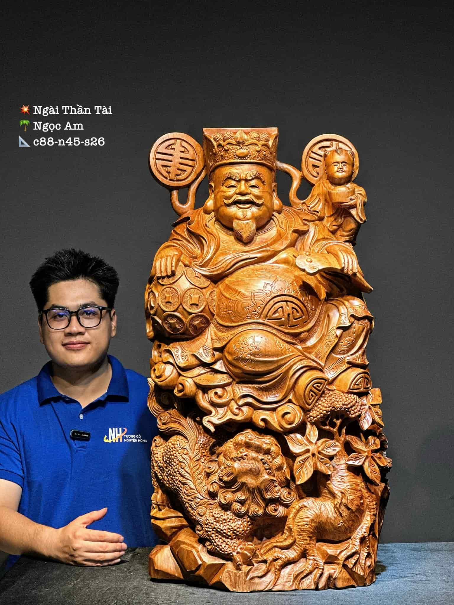 Tượng Ngài Thần Tài Gỗ Ngọc am thơm